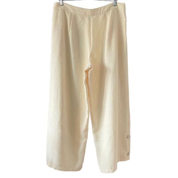 SHEIN Curve Cream Wide Leg Crop Linen Texture Pants 1XL - Picture 2 of 8